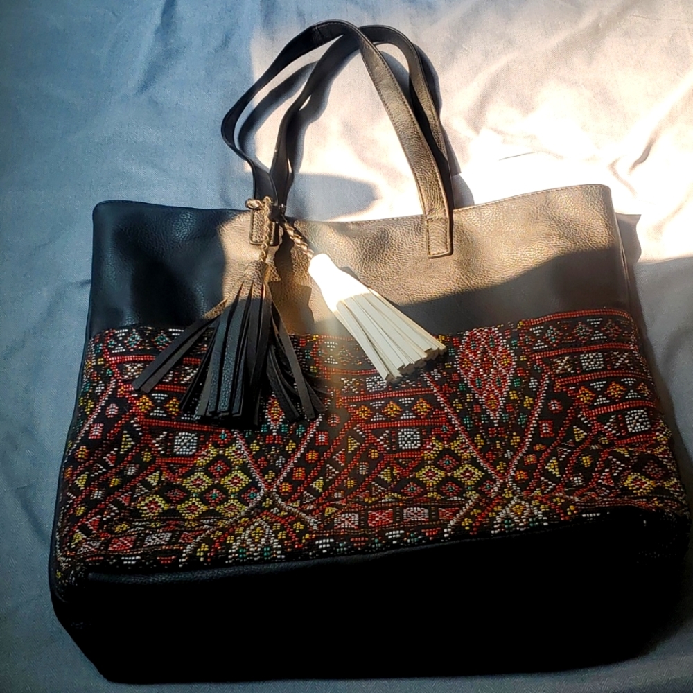Mix No.6 large black purse with multi colored beads.